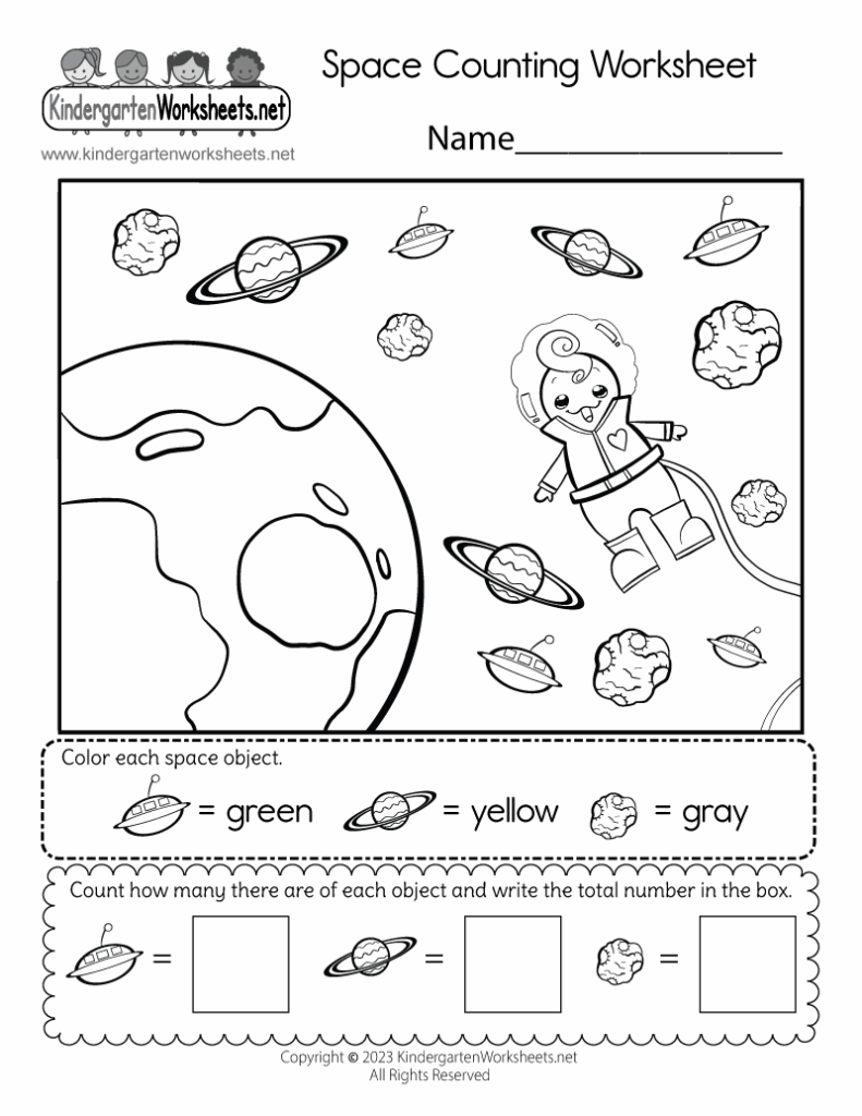 Free Printable Space Counting Worksheet