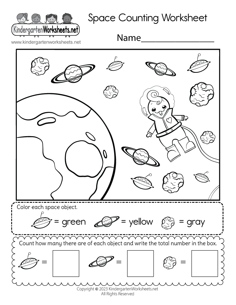 Free Printable Space Counting Worksheet