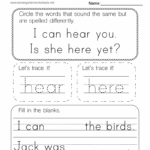 Free Printable Spelling Lesson Worksheet For Kindergarten