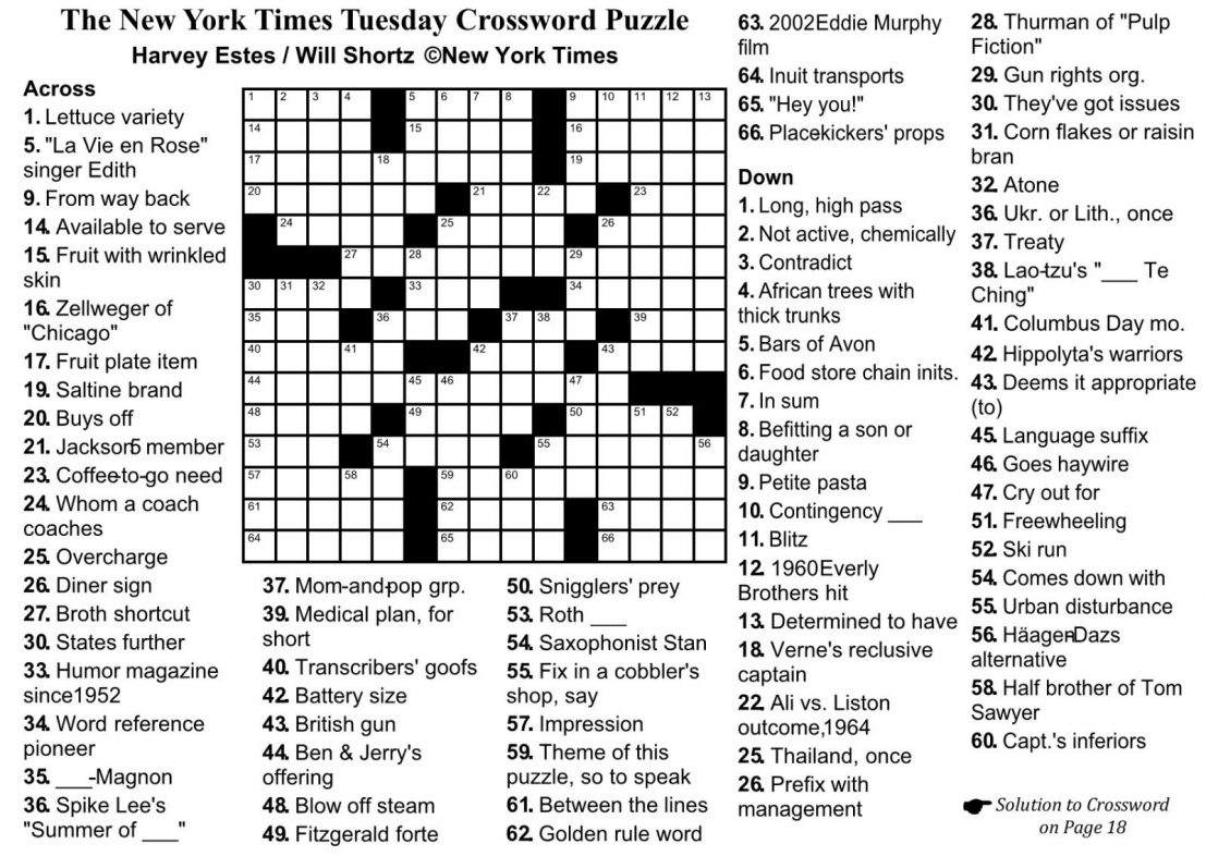 washington post printable crossword puzzles