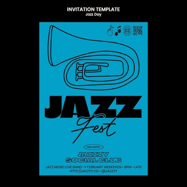 Free PSD Jazz Day Celebration Invitation Template
