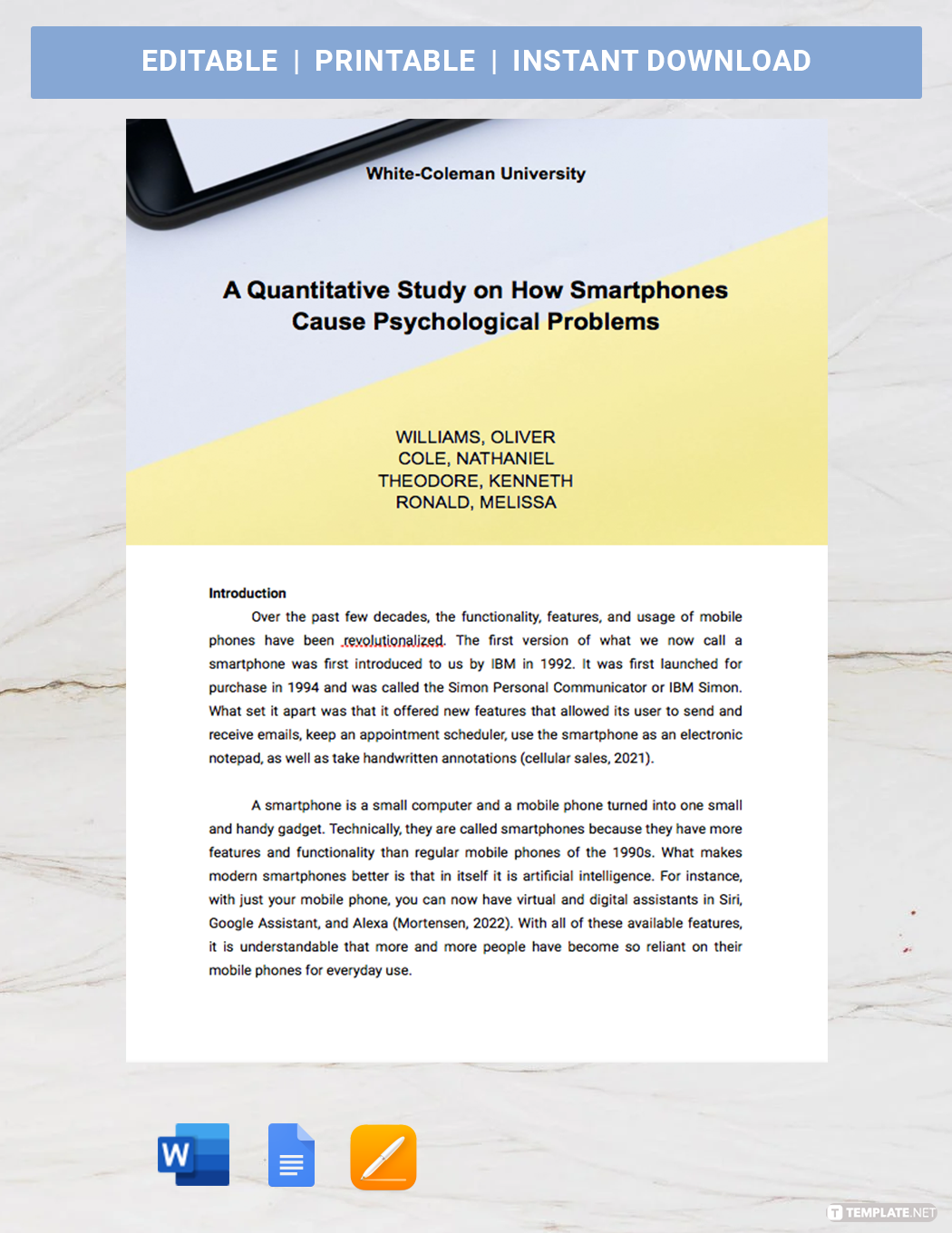 Free Simple Quantitative Research Template Google Docs Word Apple 