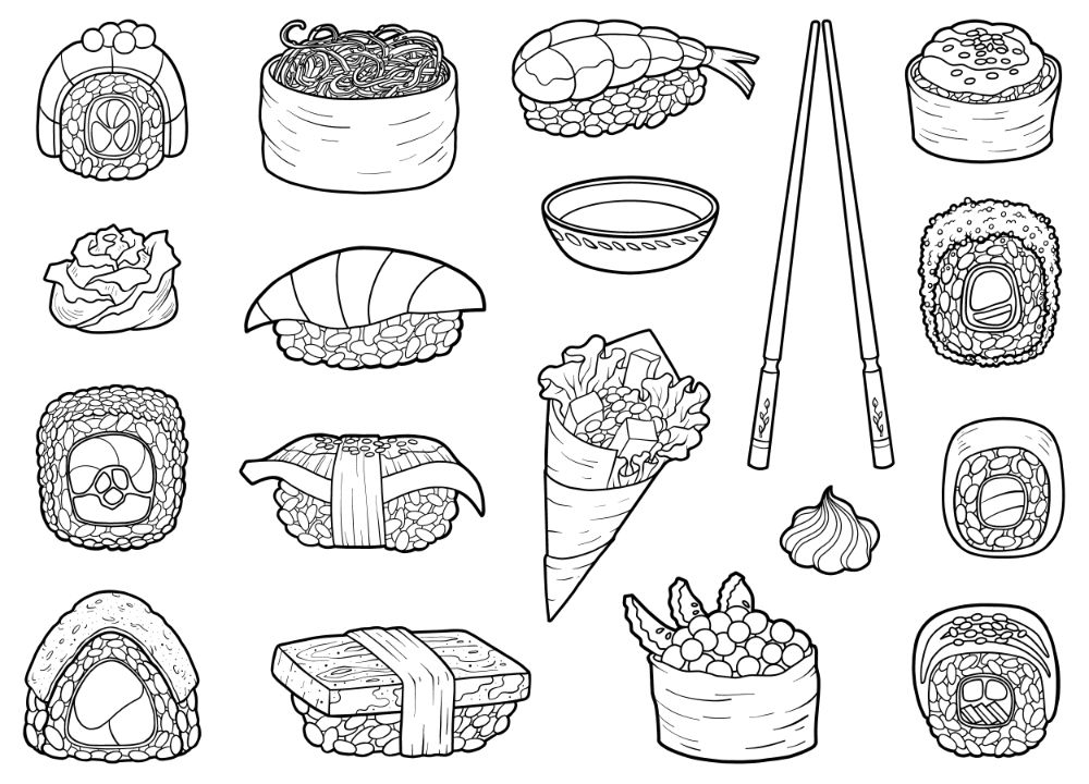 Free SUSHI Coloring Pages For Download Printable PDF 