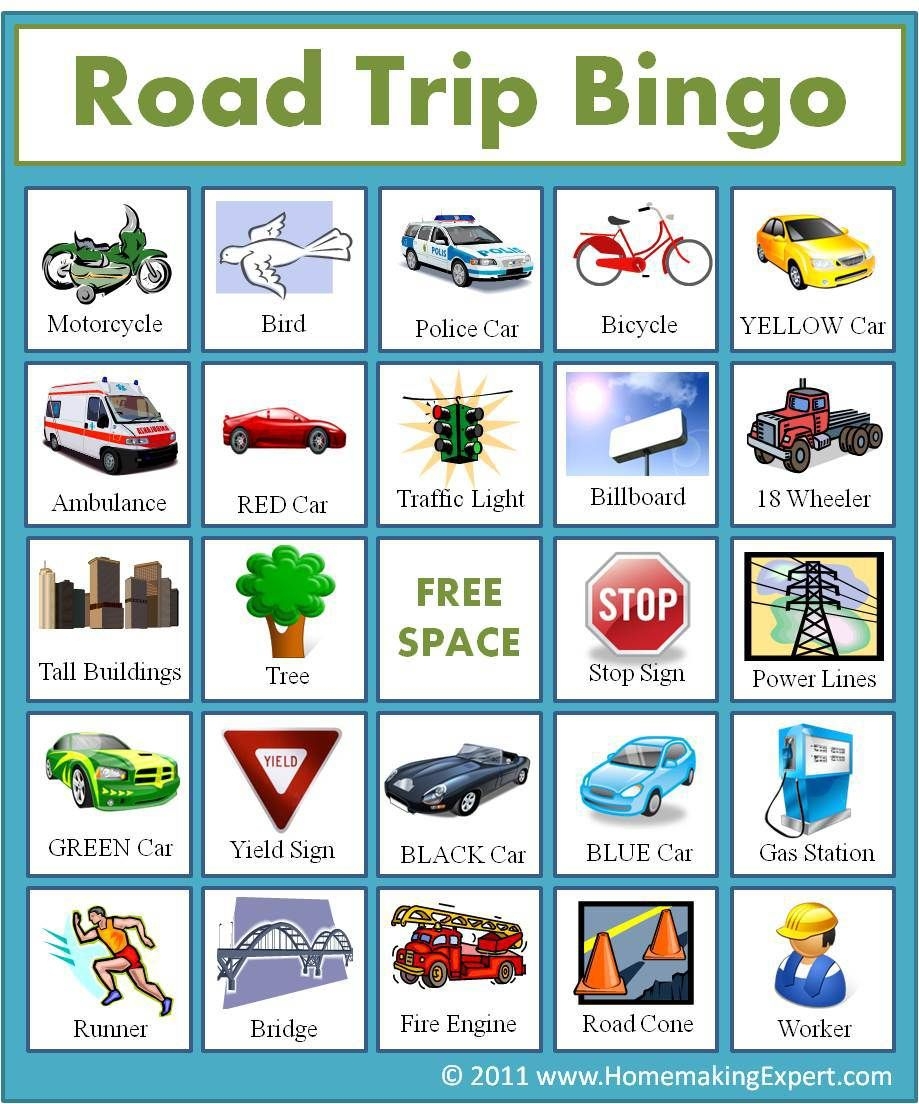 Free Travel Bingo Printables gift Idea Coupon Road Printable 