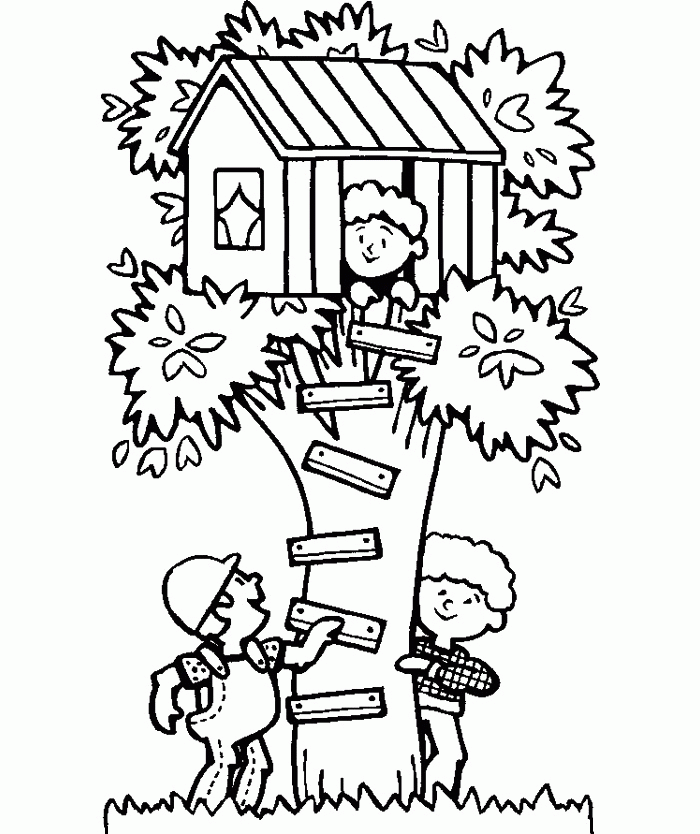 Free Tree House Coloring Pages Coloring Home