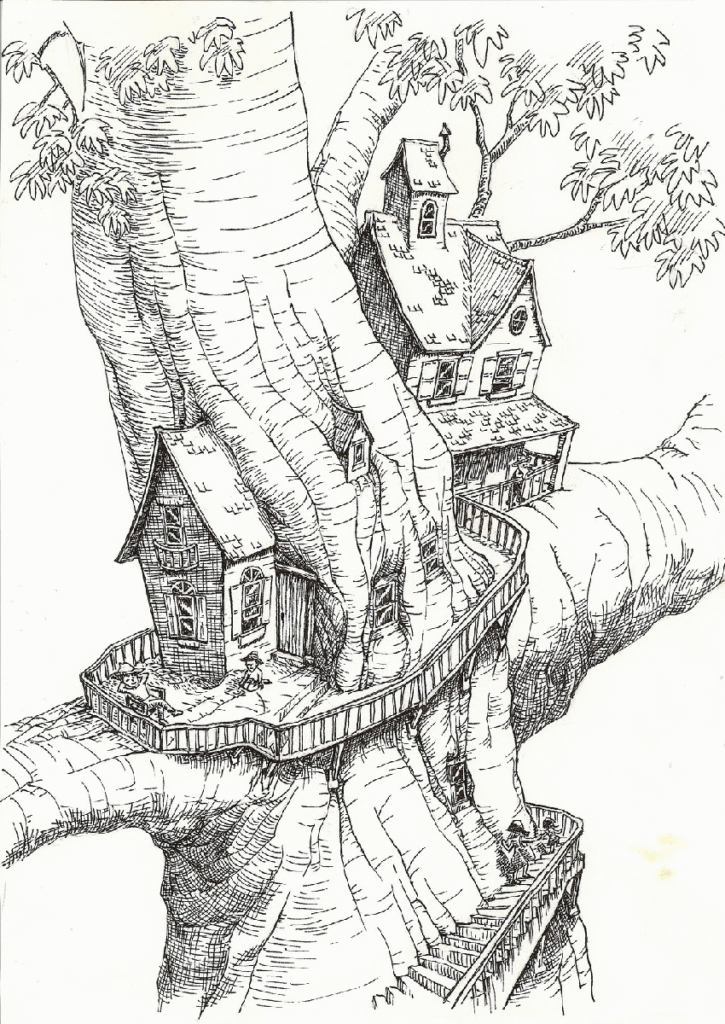 Free Tree House Coloring Pages Coloring Home