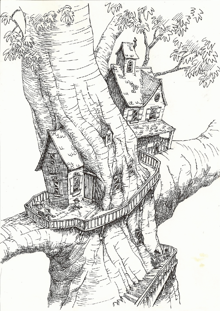 Free Tree House Coloring Pages Coloring Home