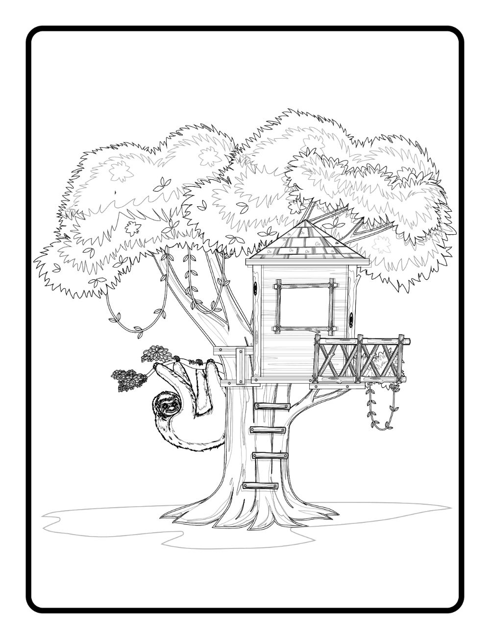 free printable tree house coloring pages