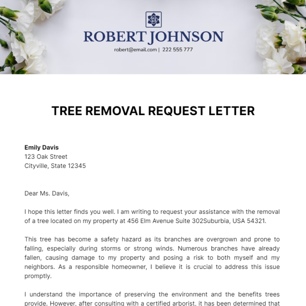 Free Tree Removal Request Letter Template To Edit Online