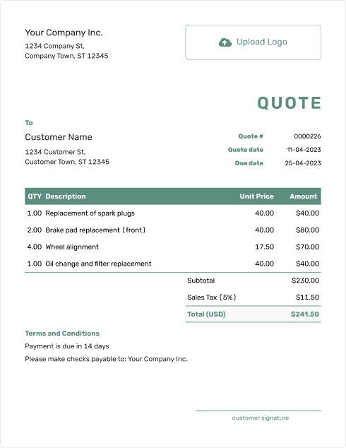 Free Tree Service Quote Template Docelf