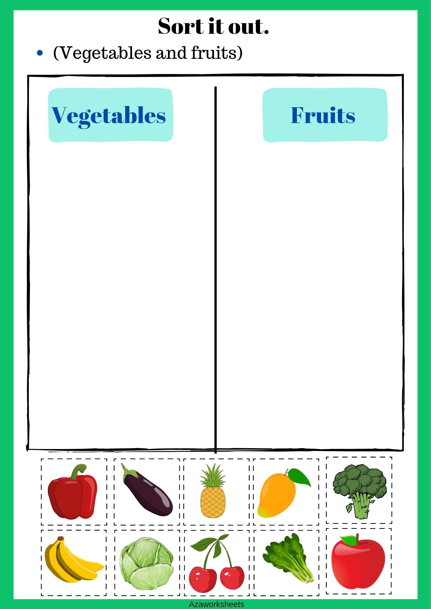 Fruits And Vegetables Sorting Activity For Kids