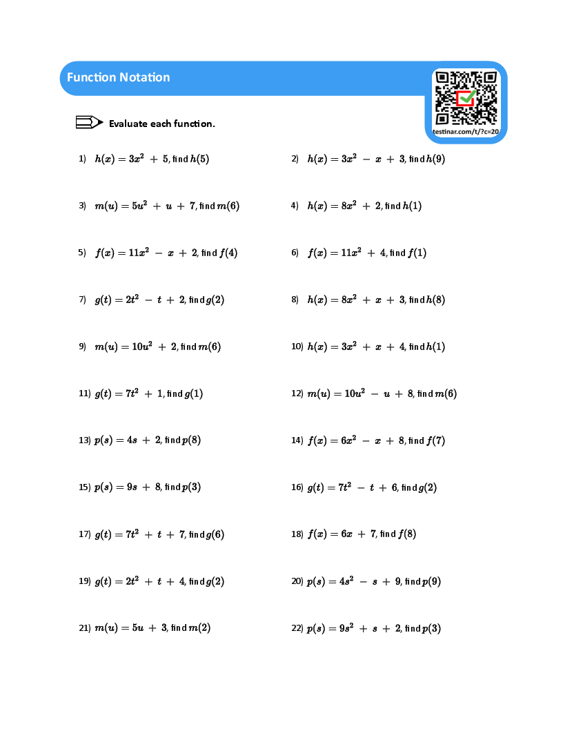 function notation worksheet
