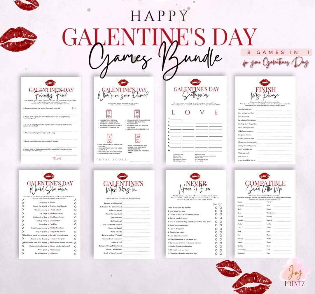 Galentines Games Bundle Printable Galentines Games Galentine 39 s Day 
