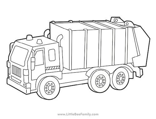 Garbage Truck Coloring Page Little Bee Family