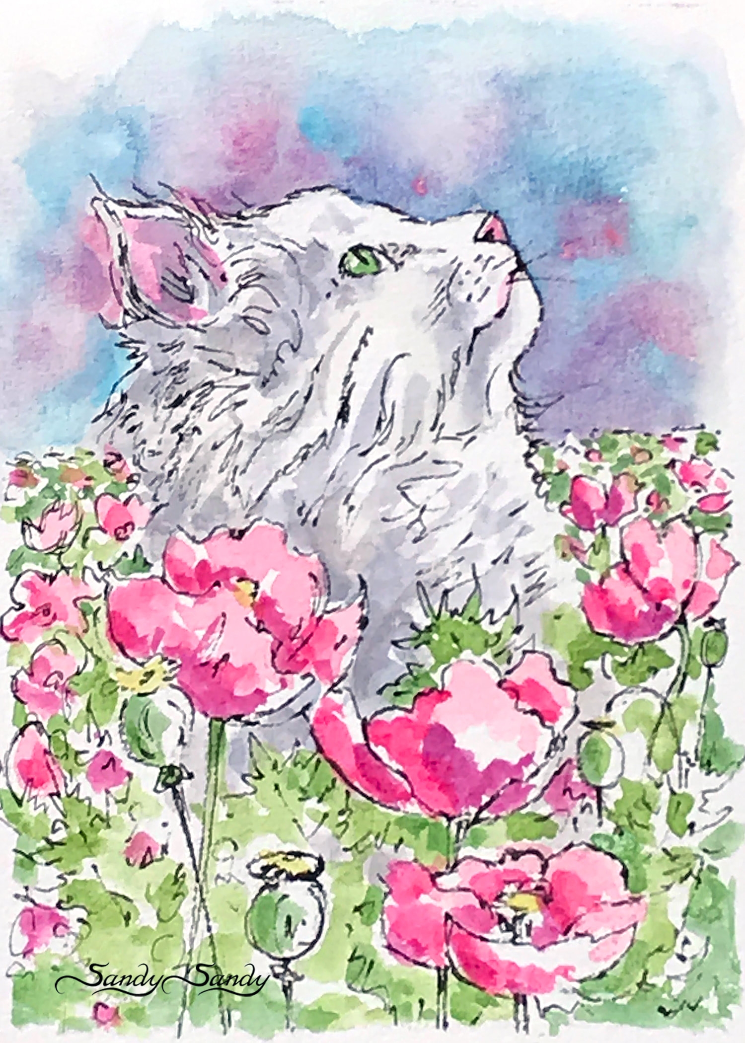 garden cat print