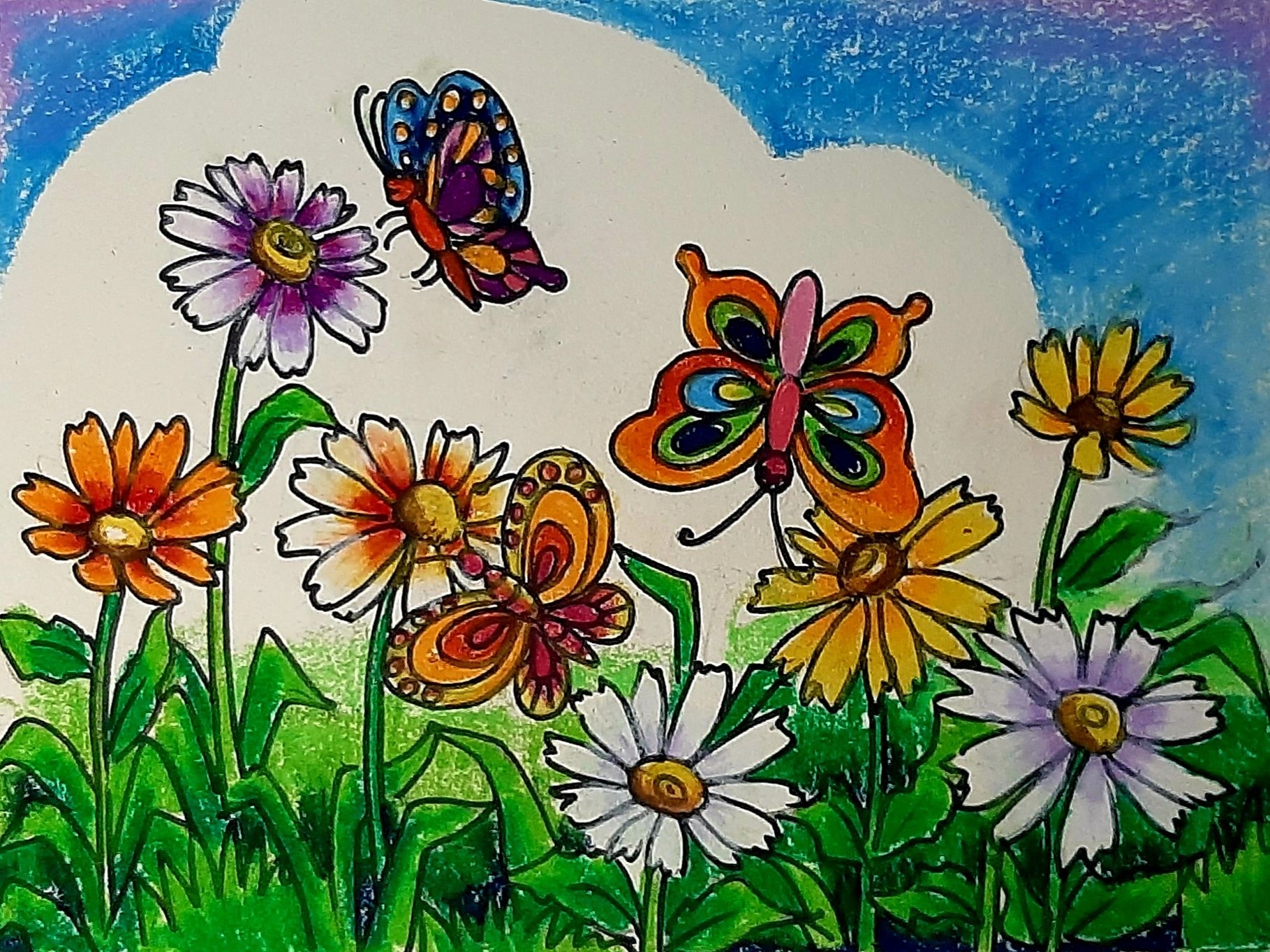 Garden Drawing Easy And Beautiful Flower Garden Drawi Vrogue co
