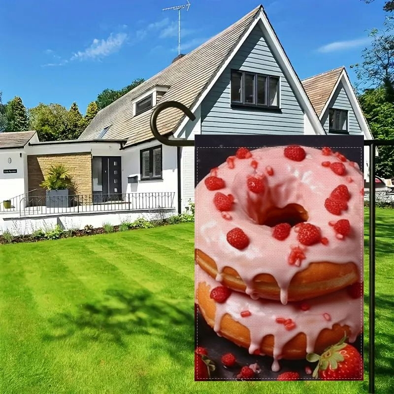 Garden Flags For Outside Strawberry Donut Print Garden Flags for 