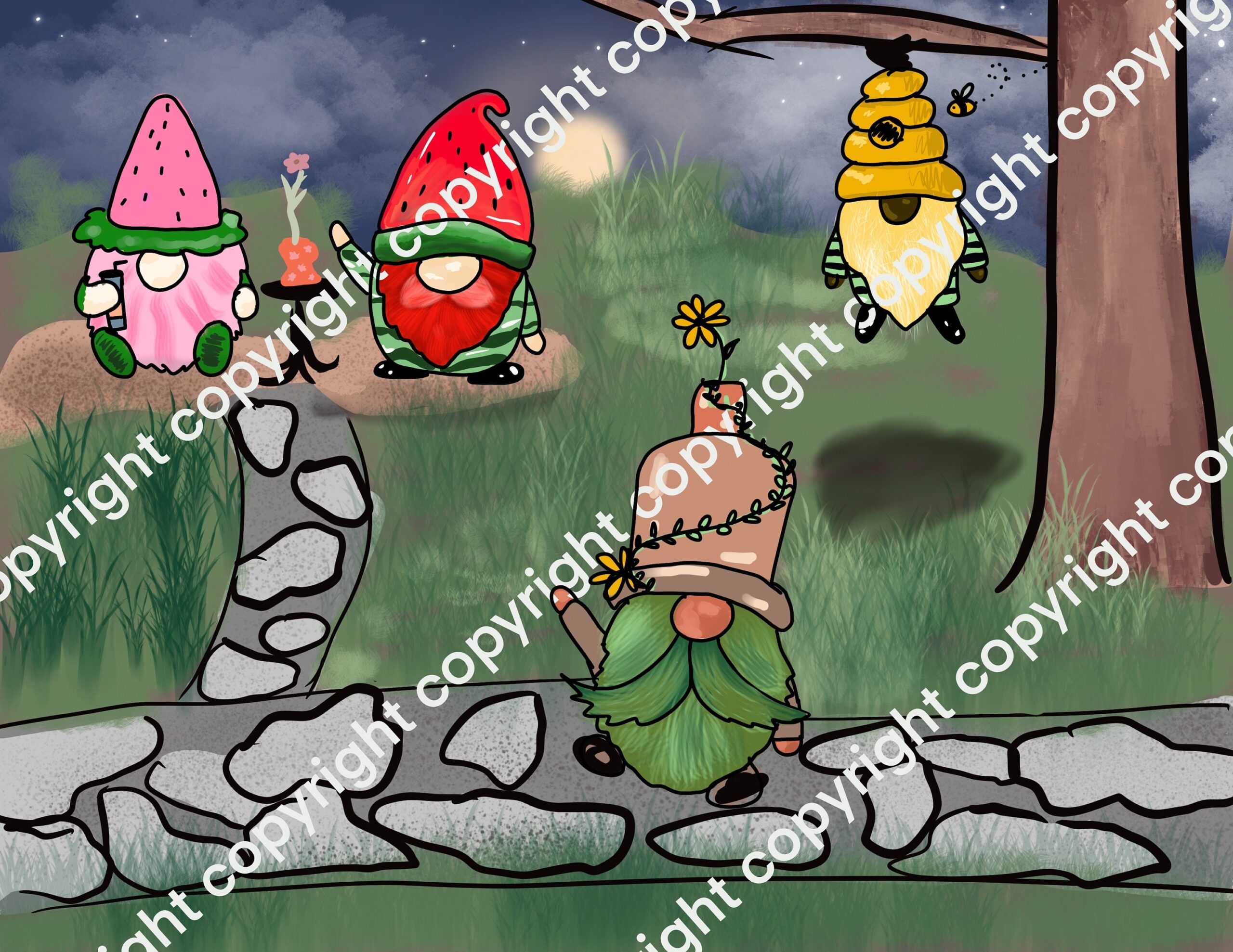 Garden Gnome Print And Wallpaper Etsy