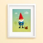 Garden Gnome Print Gnome Illustration Garden By IreneGoughPrints