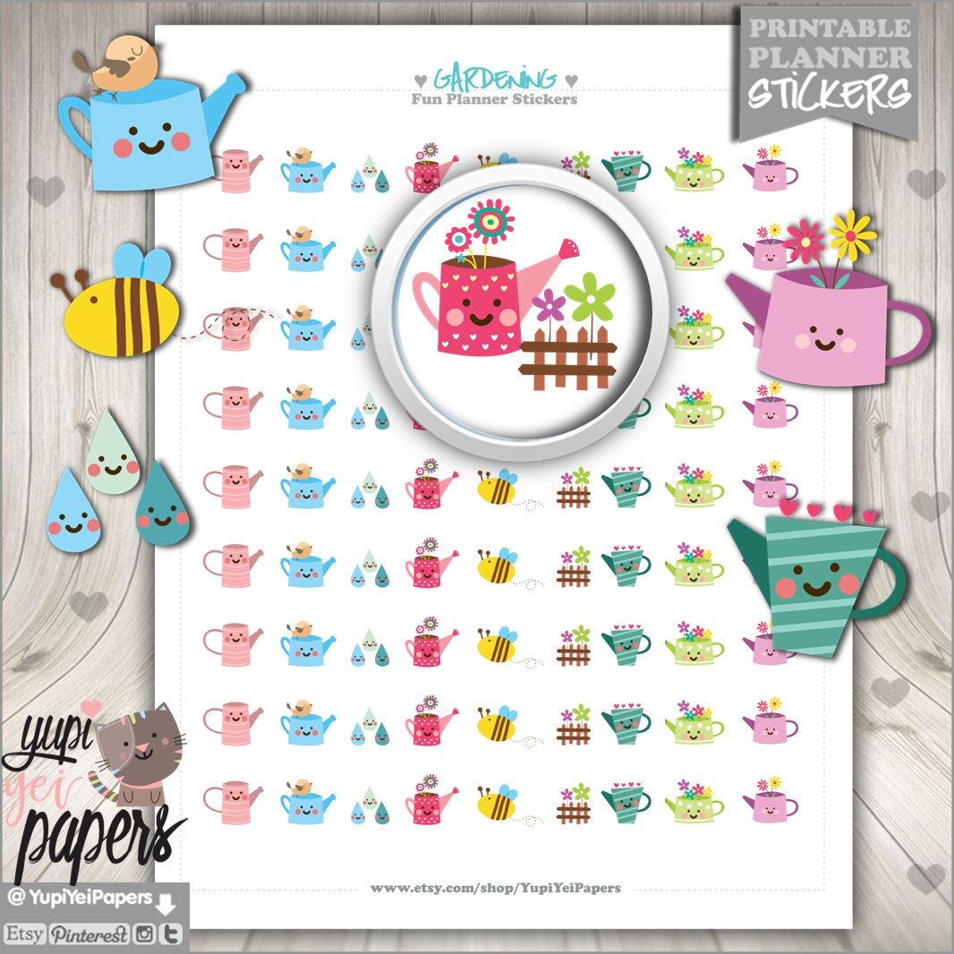 Garden Stickers Gardening Stickers Bee Stickers Printable Etsy