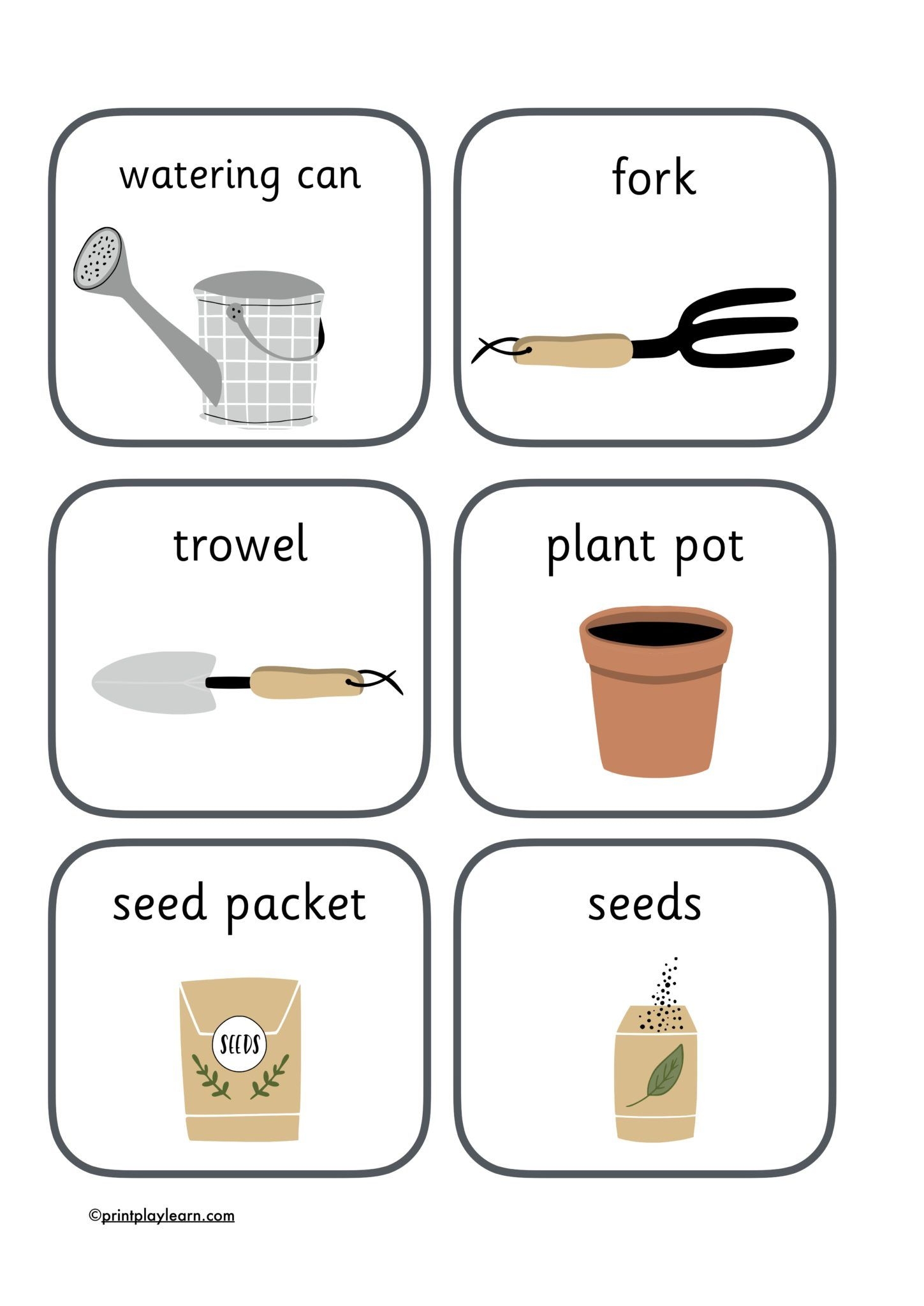 Gardening Tools Flashcards Printable Teaching Resources