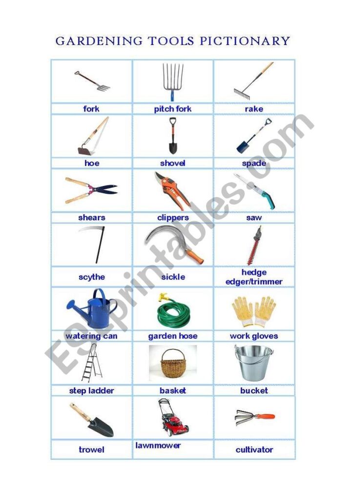 Gardening Tools Vocabulary Matching Worksheet Fasci Garden