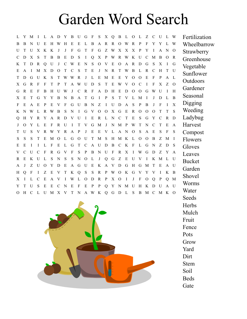 printable gardening word search