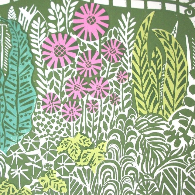 Gated Garden Lino Print Lino Print Linocut Art Relief Printing