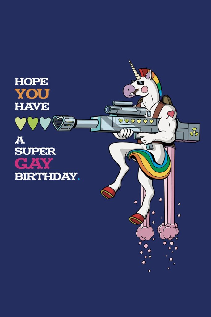 Gay Unicorn Birthday Card Gay Greeting Cards By Kweer Cards