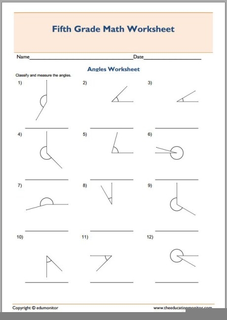 measuring angles worksheet