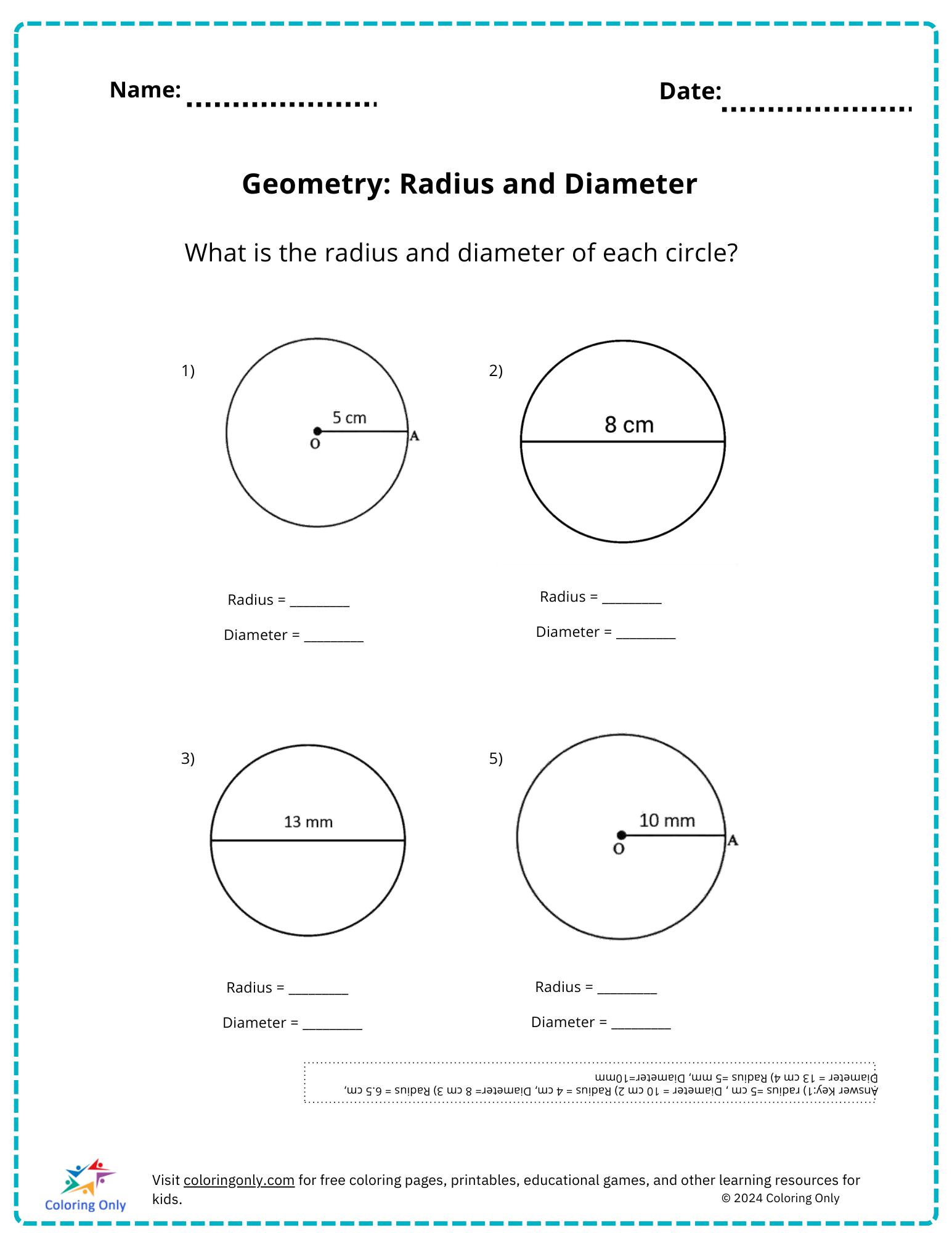 geometry coloring worksheet