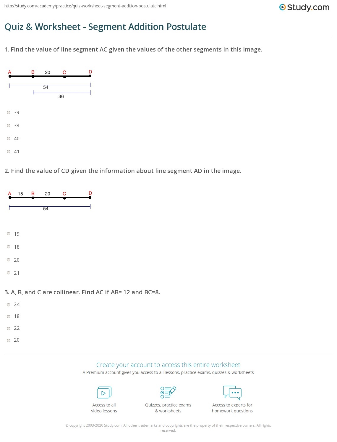 segment addition postulate worksheet