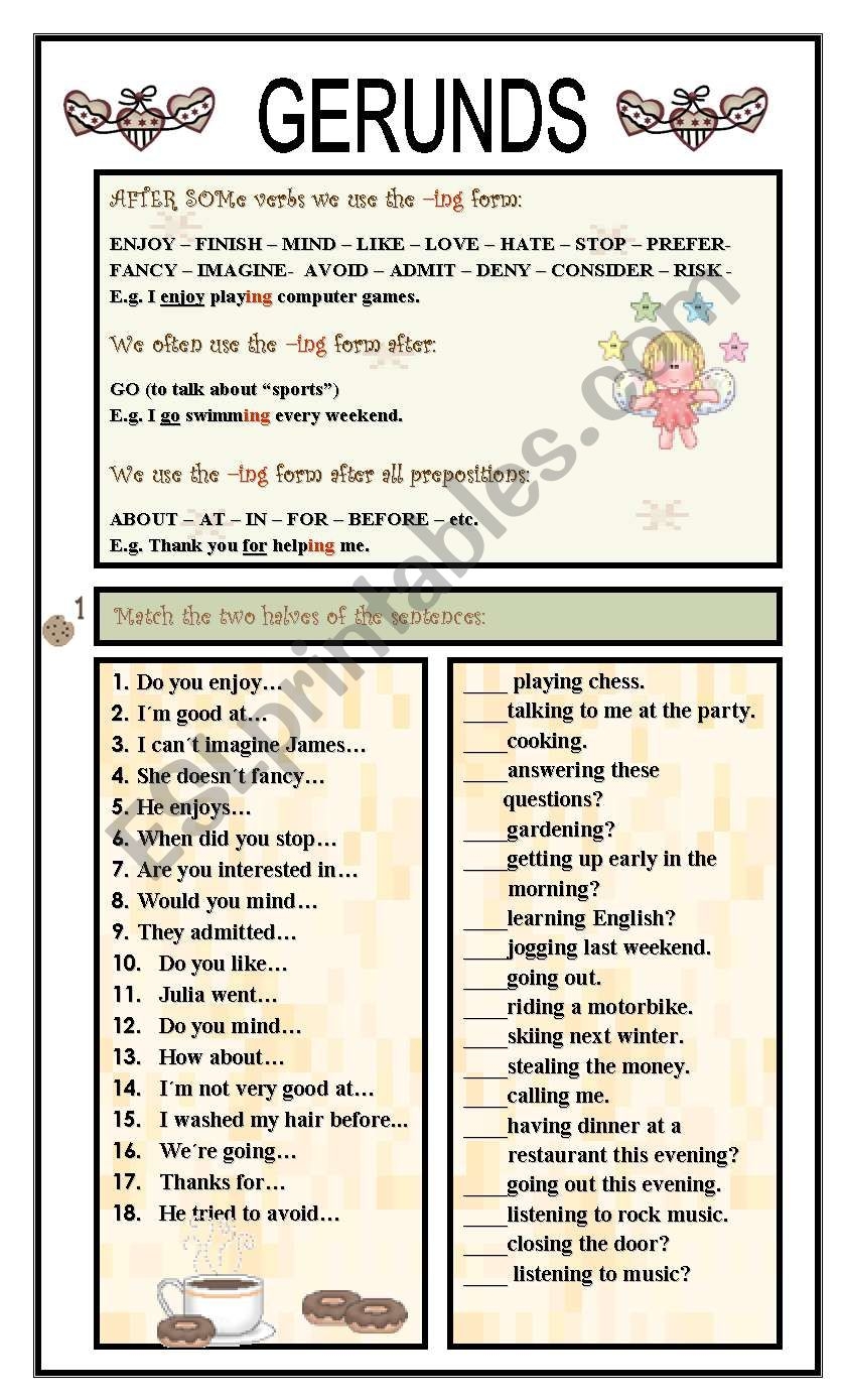 Gerund And Gerund Phrases Worksheet
