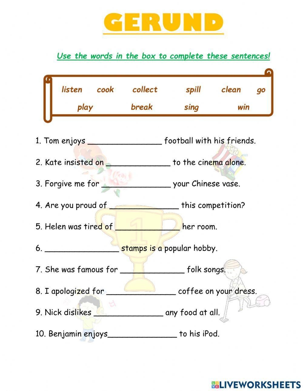 Gerunds Worksheets 15 Worksheets Worksheets Library