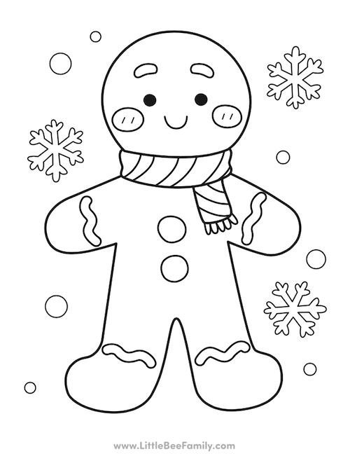 Gingerbread Man Coloring Page Little Bee Family