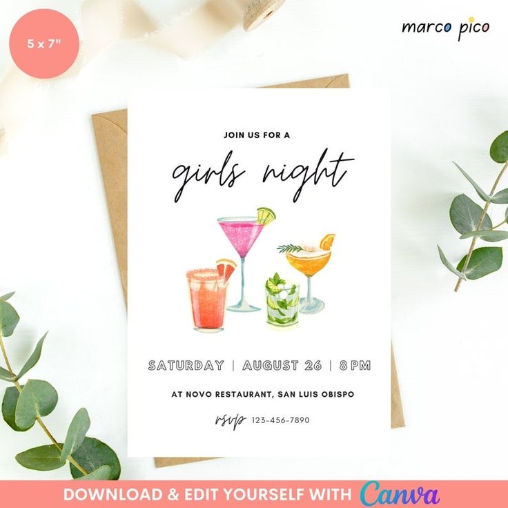 Girls Night Invitation Template Girls Night Out Editable Invitation 