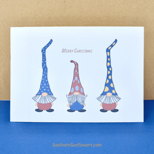 free printable gnome christmas cards