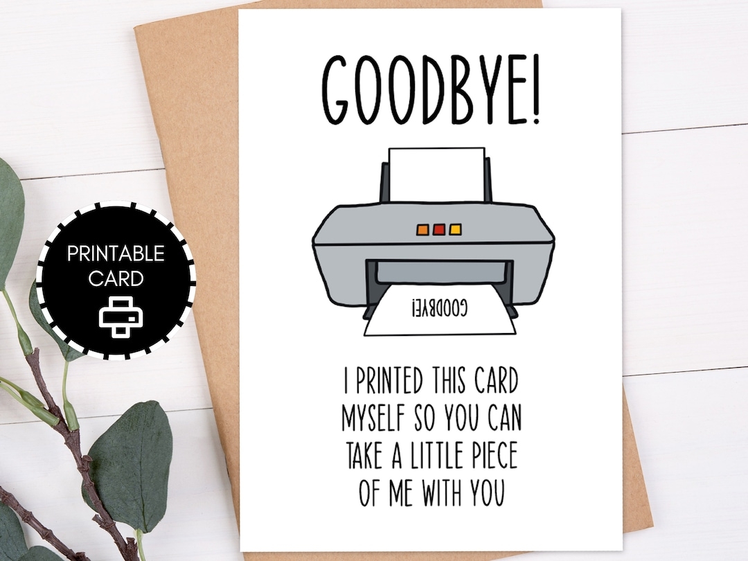 Goodbye Card Printable Funny Goodbye Farewell Gift 5x7 Card With 