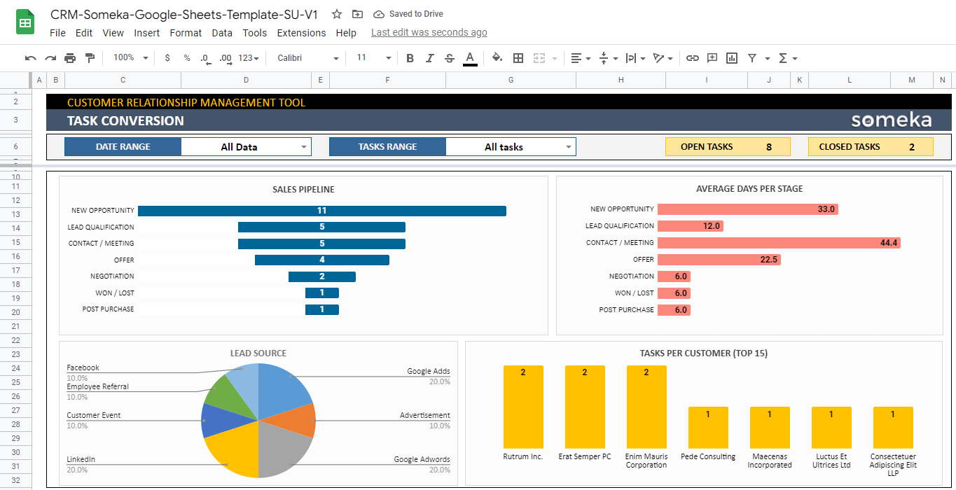 Google Sheets CRM Template Instant DOWNLOAD 