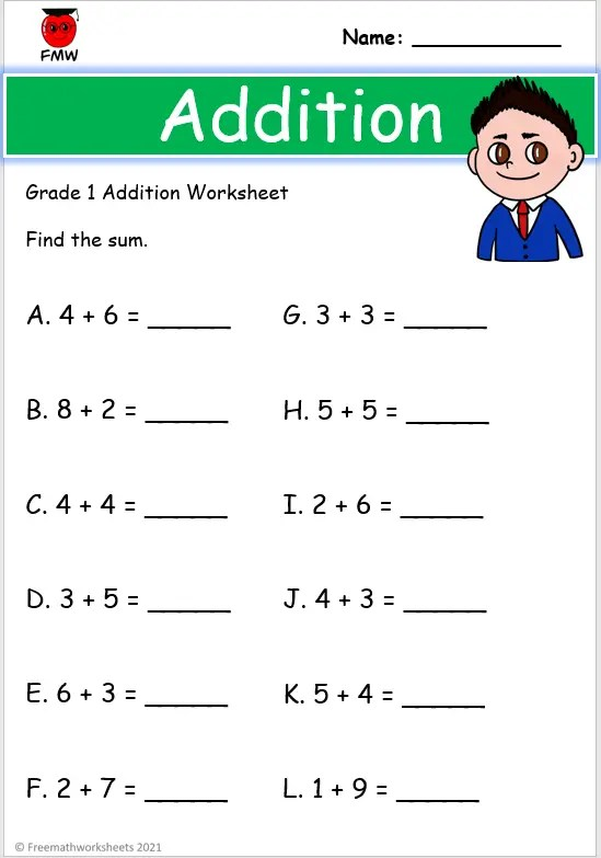 Grade 1 Addition Worksheets Free Worksheets Printables Worksheets 