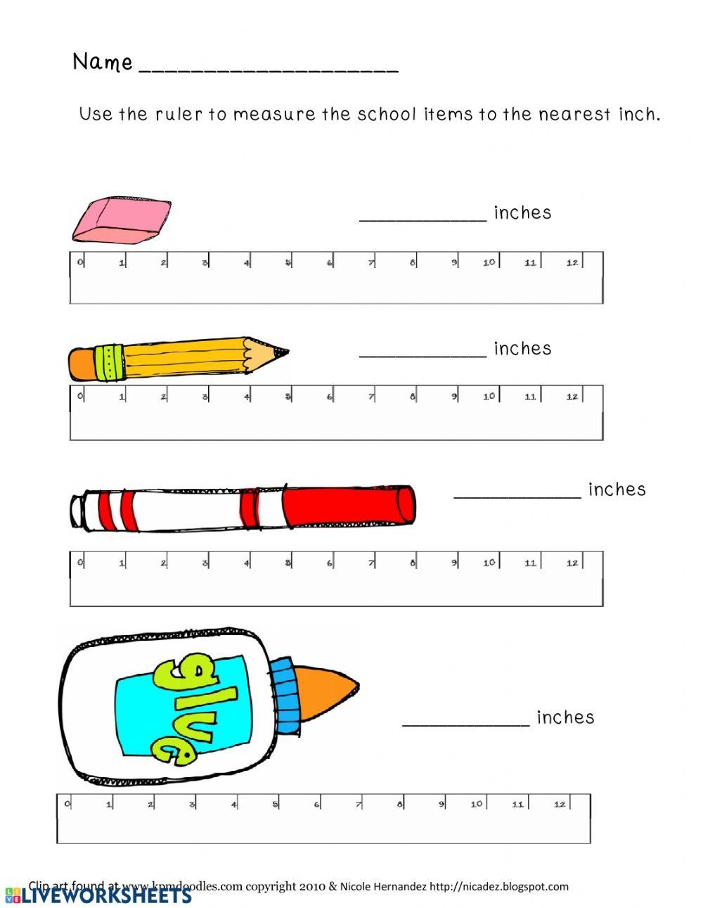 Grade 1 Measurement Worksheets Measuring Lengths With A Ruler 