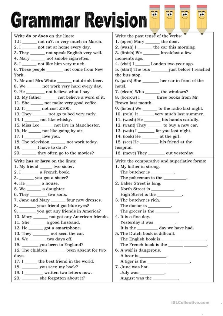 Grade 11 Grammar Worksheet