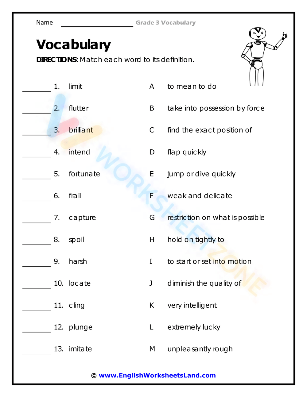 Grade 3 3rd Grade Vocabulary Worksheets 2024 Worksheets Library