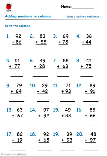 grade 3 math worksheets pdf free download