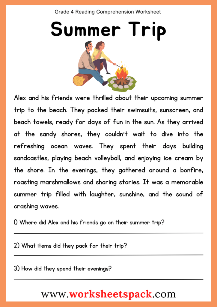 Grade 4 Reading Comprehension Worksheets Worksheetspack
