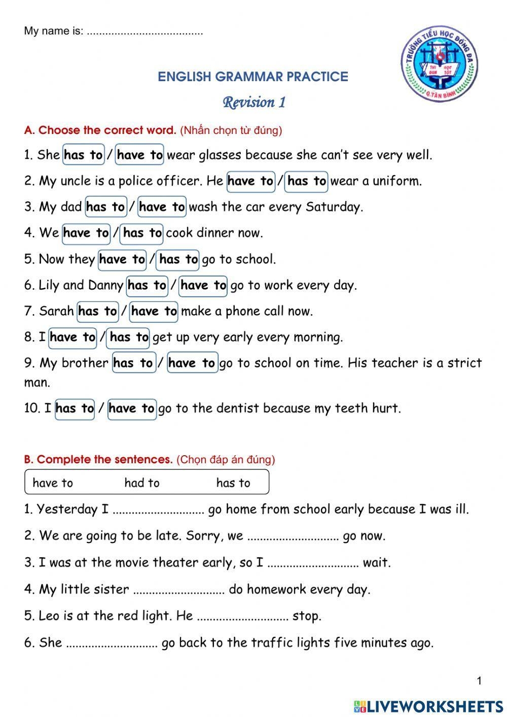 5th grade grammar worksheets