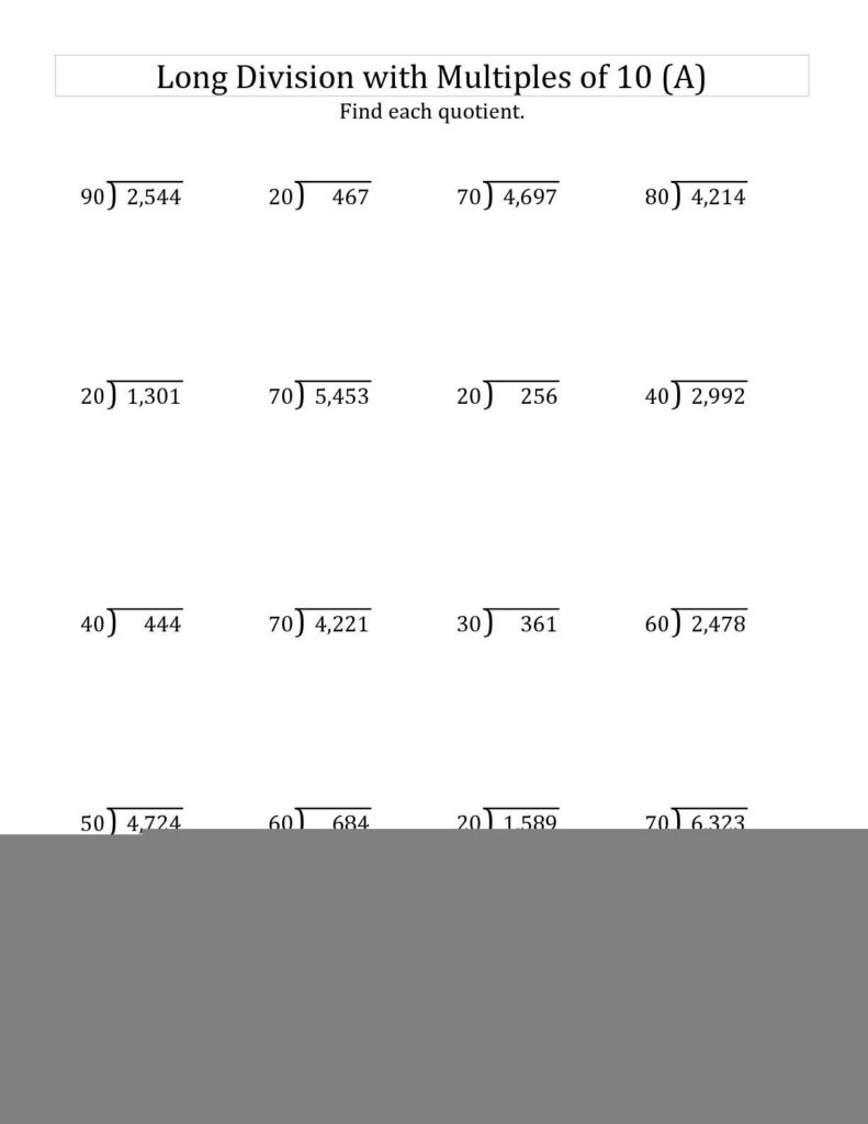 Grade 5 Long Division Worksheet Long Division Worksheets