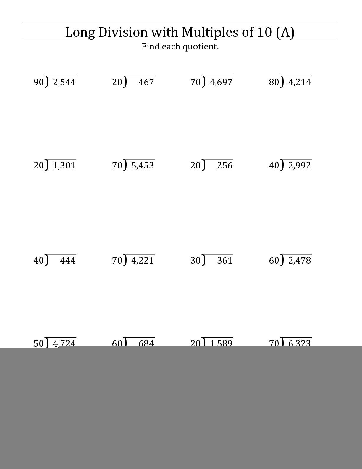 Grade 5 Long Division Worksheet Long Division Worksheets