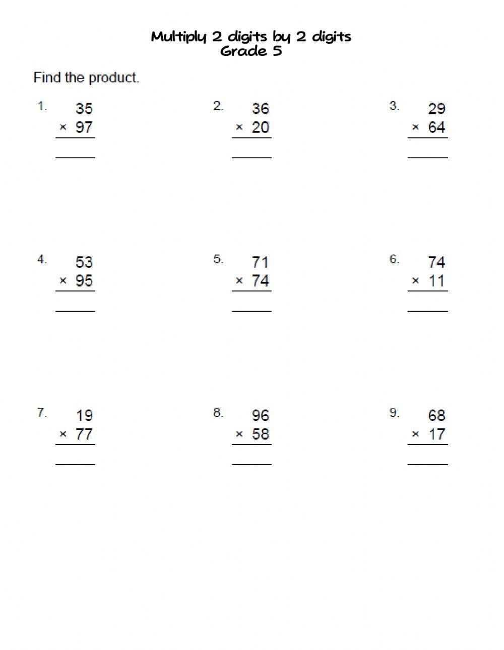 Grade 5 Multiplication Worksheets Worksheets Library