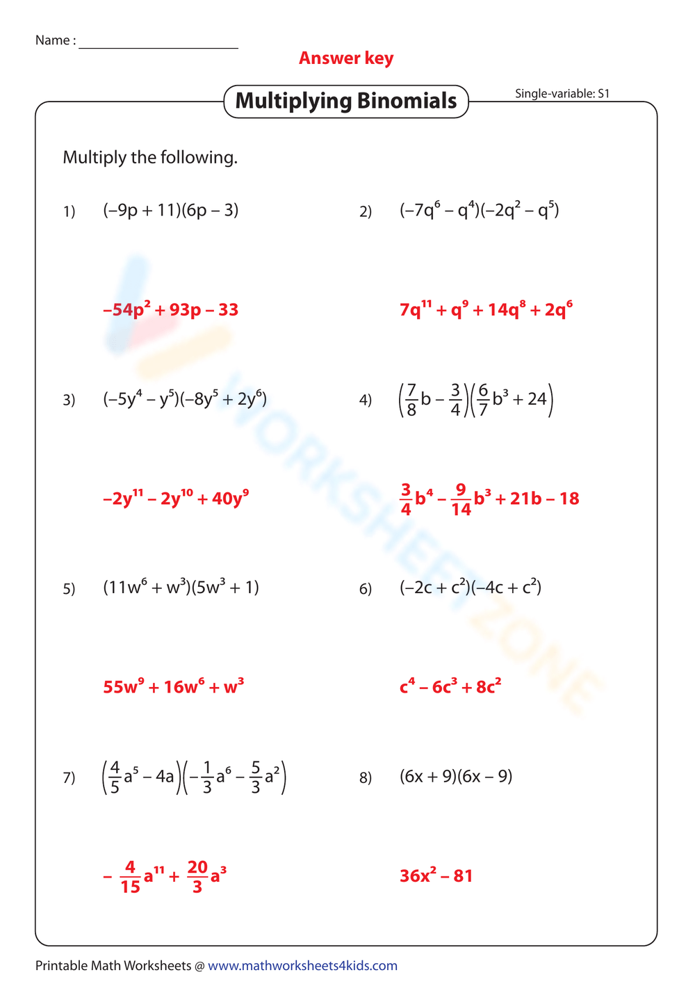 Grade 8 Multiplying Binomials Worksheets 2024 Worksheets Library